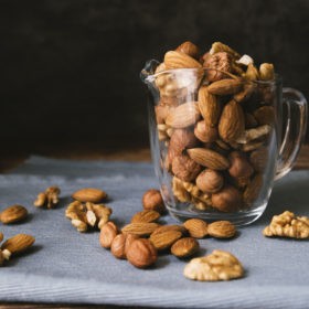 nuts in glass cup