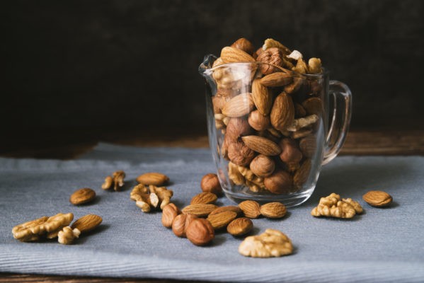 nuts in glass cup